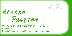 aletta pasztor business card